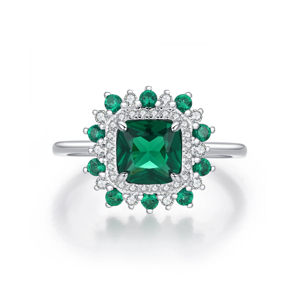 Anillo Cushion Verde