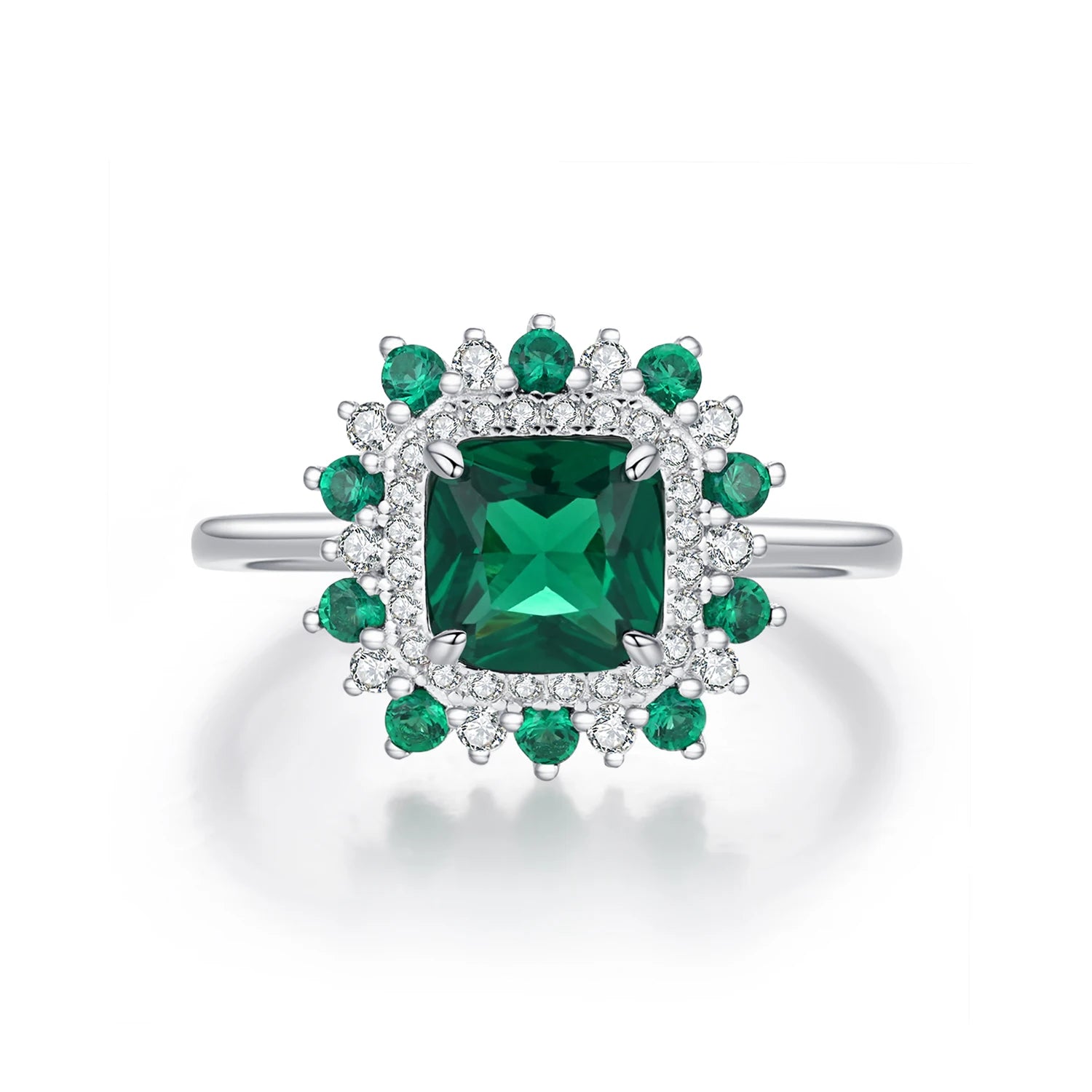 Anillo Cushion Verde