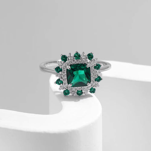 Anillo Cushion Verde