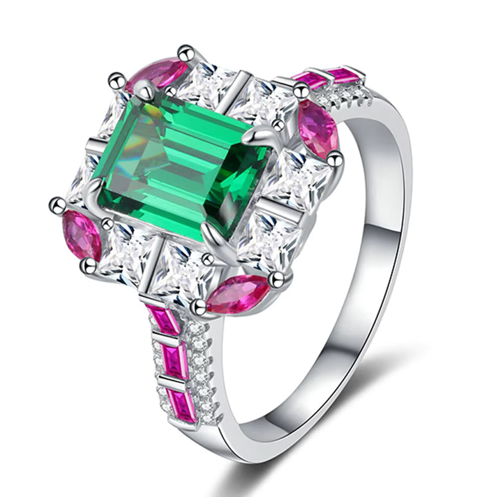 Anillo Verde y Rosa